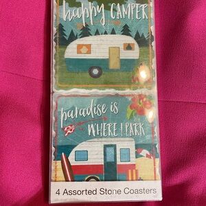 Four Piece Camper Themed Coaster Set NWT